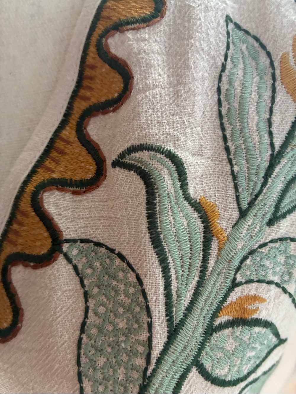 Bohemian Cream Floral Embroidered V-Neck Dress - Picture 2 of 4